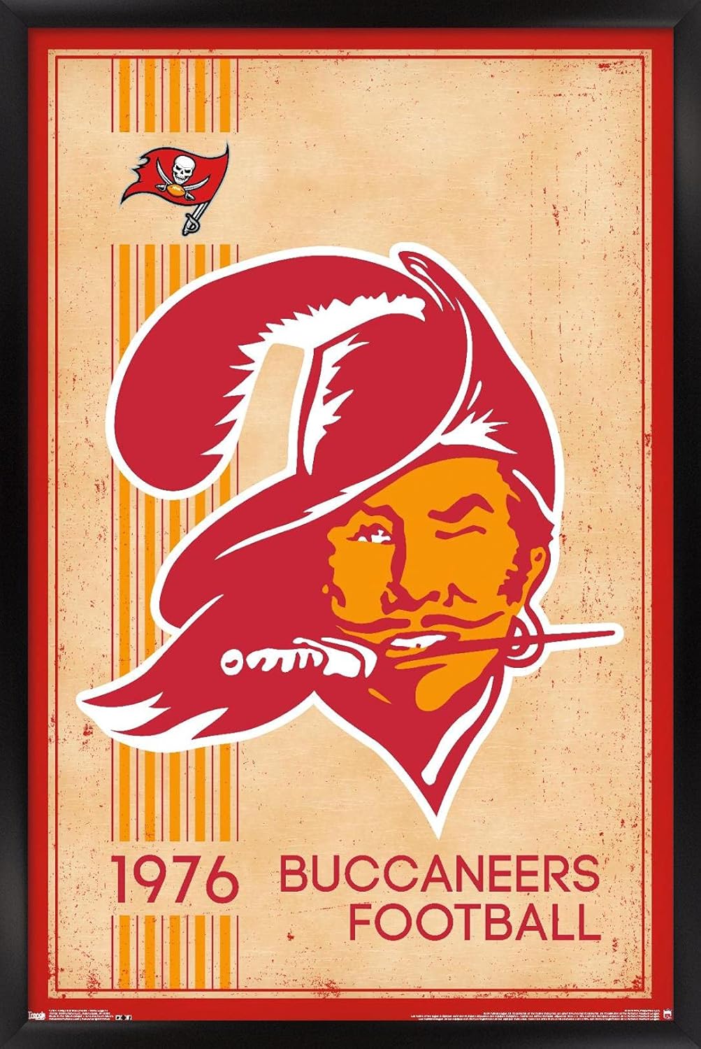 Trends International NFL Tampa Bay Buccaneers - Retro Logo 14 Wall Poster, 22.375" x 34", Black Framed Version