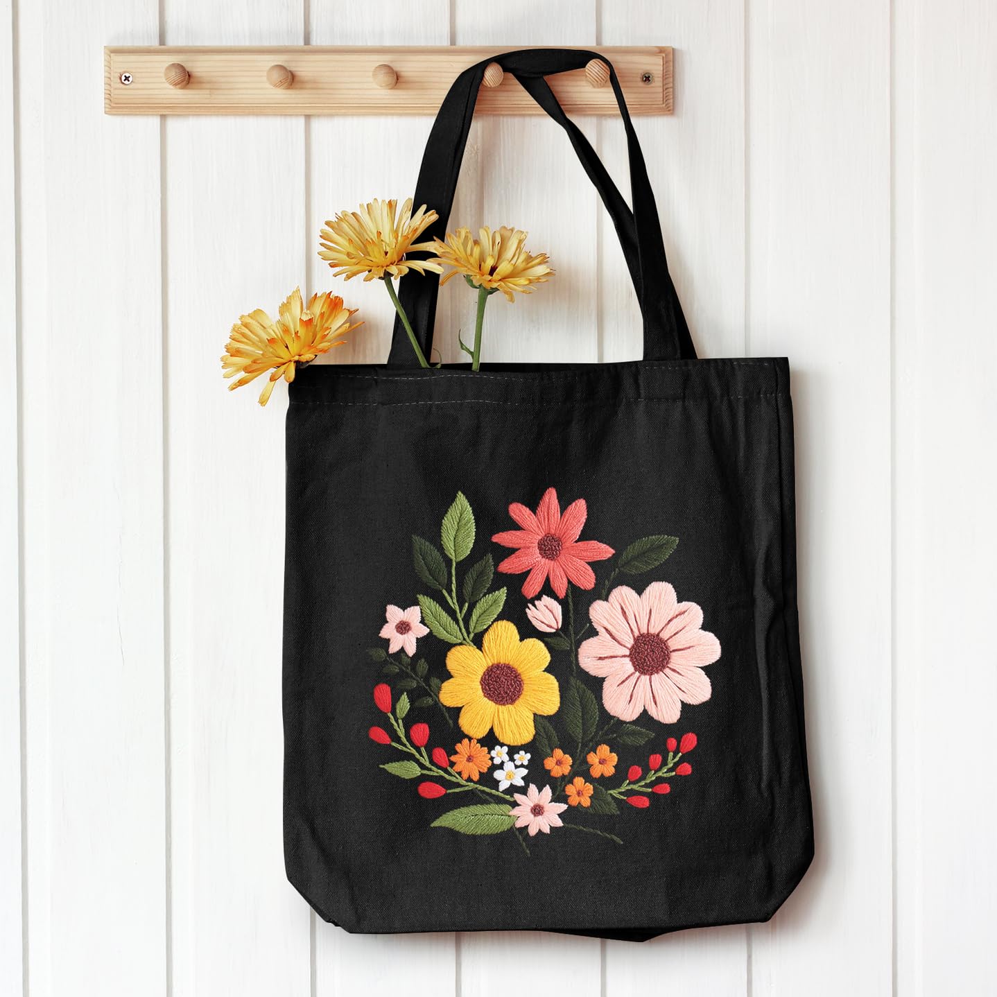 Louise Maelys Kit de bordado de bolsa de lona para principiantes, kits de punto de cruz para adultos, kit de punto de aguja para manualidades y manualidades, incluye bolsa de bordado con patrón de