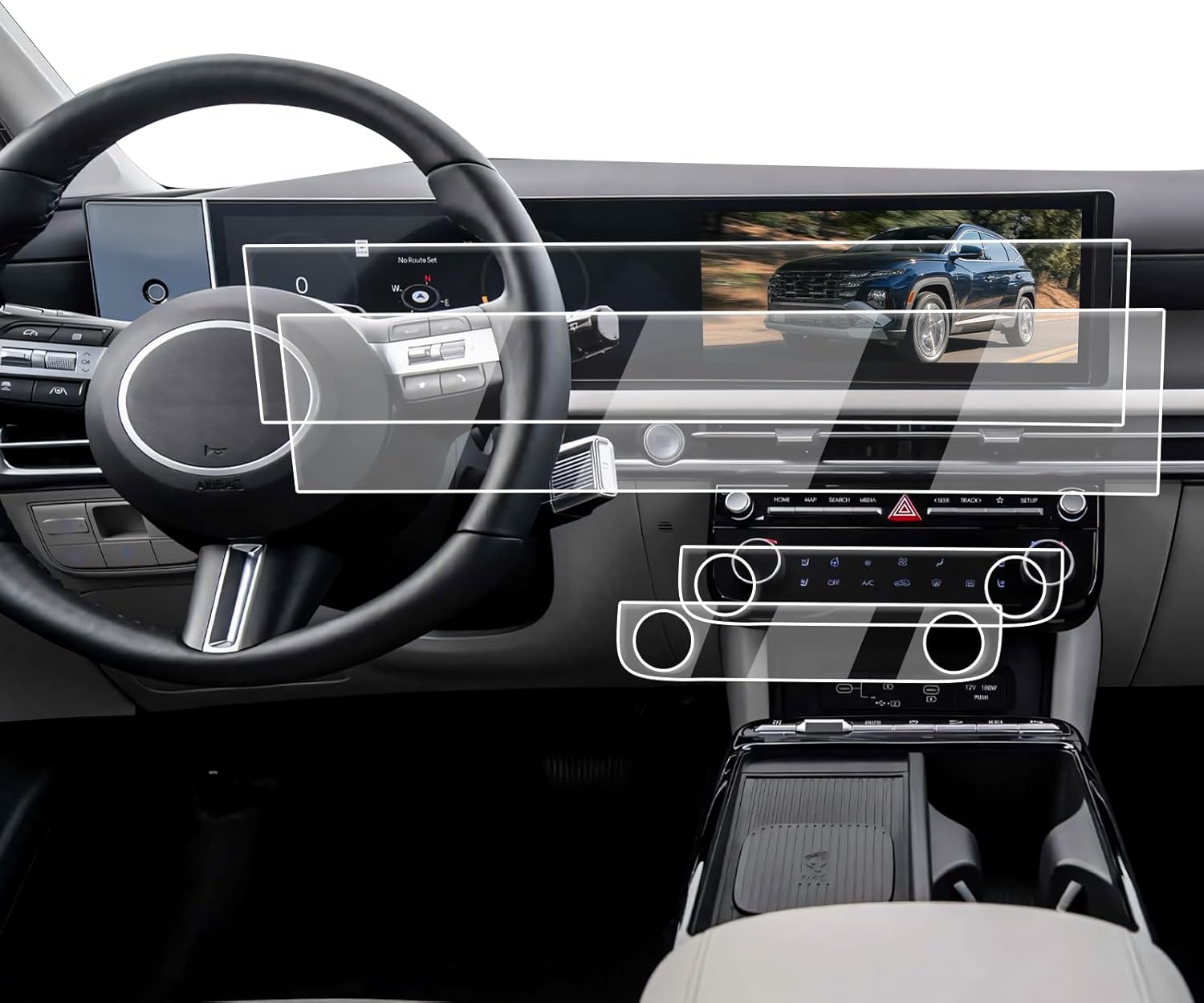 Screen Protector For 2025-2026 Hyundai Tucson 12.3-Inch Integrated Screen & Air Conditioner Screen - 4 Pcs Nano Film For 2025-2026 Tucson/Tucson Hybrid & 2025-2026 Hyundai Santa Cruz Accessories