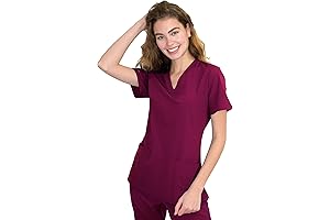 Women's Burgundy 4 Pocket V-Neck Scrub Top