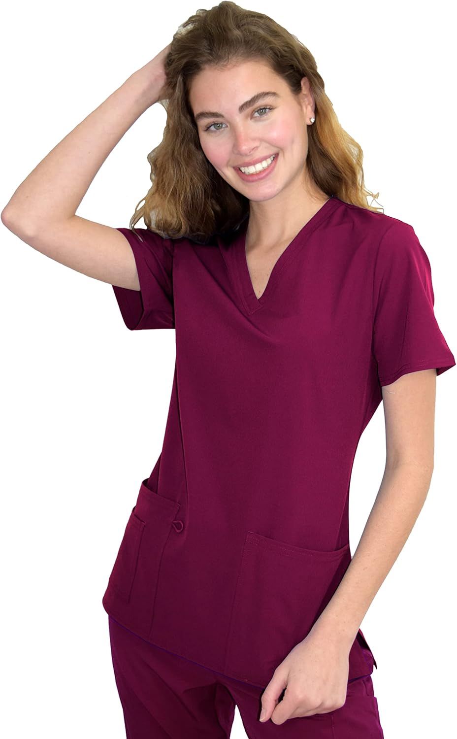 Green Town Scrubs for Women - 4 Pocket V-Neck Scrub Top, Stretch Fabric, Easy Care Uniforms