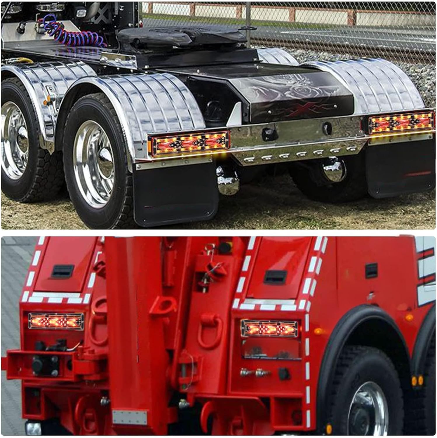 2PCS Truck Tail Lights - 24V Flowing Turn Signal & Brake Lights for Car, Truck, Agricultural Vehicles (CX131)