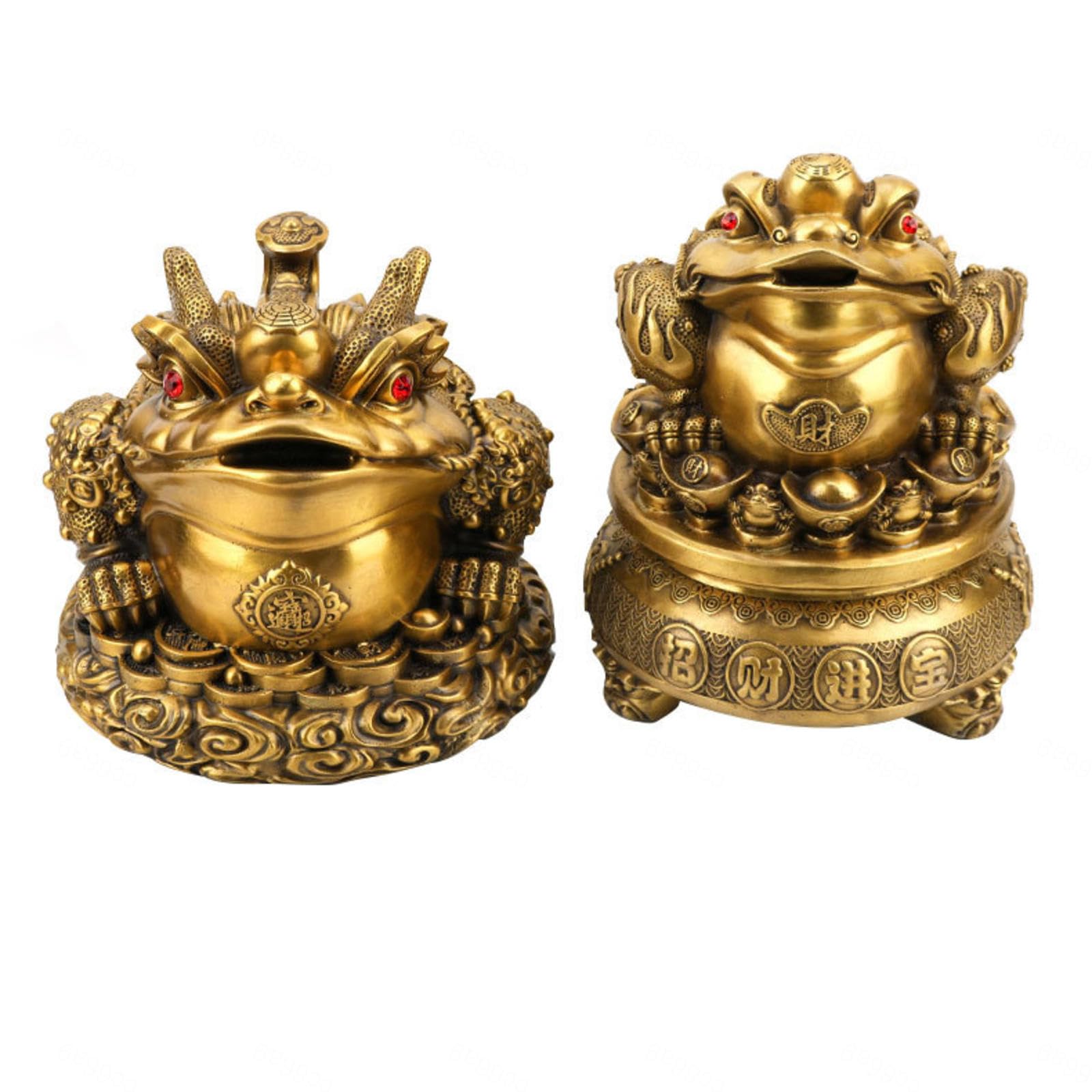 ⑦【毎日値下げ！】金色の像 Amazon.co.jp: 像の装飾純銅の風水幸運の黄金のヒキガエルの装飾