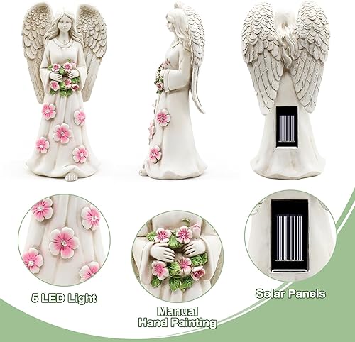Miniatura 3 de Estatuas de ángel de jardín para decoración al aire libre, figuras de jardín de 10 pulgadas con 5 LED, decoración artística para patio, césped,