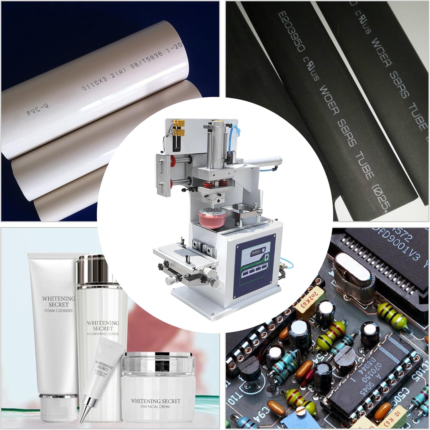 Pneumatic Pad Printer, Pad Printer with 2200Pcs/H, Semi-Automatic Single Color Printing Machine, Cup Stamping Embossing Sealed Ink Press Printer