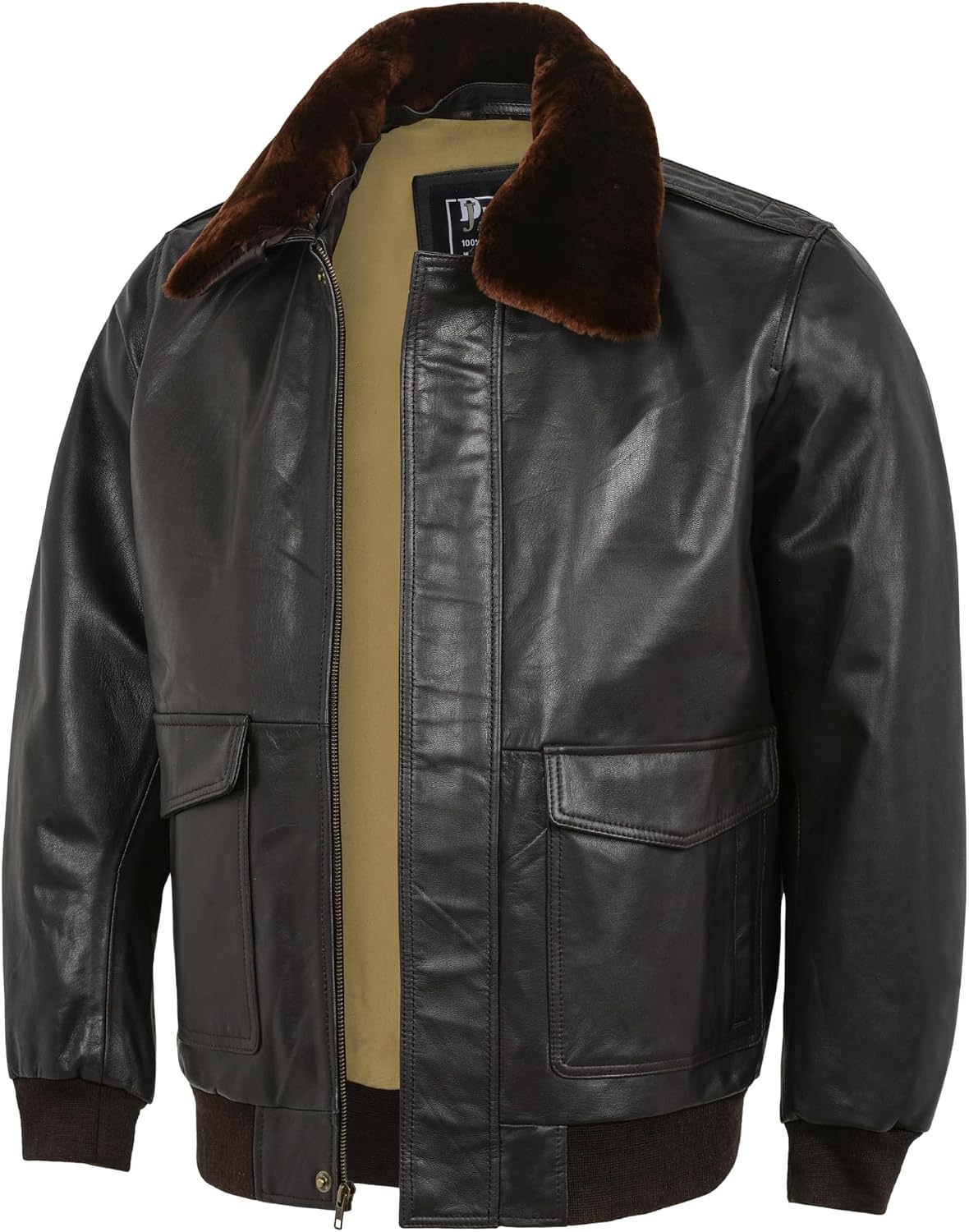 Mens G-1 Fur Collar US Navy Flight Distressed Brown Aviator Genuine Leather Jacket
