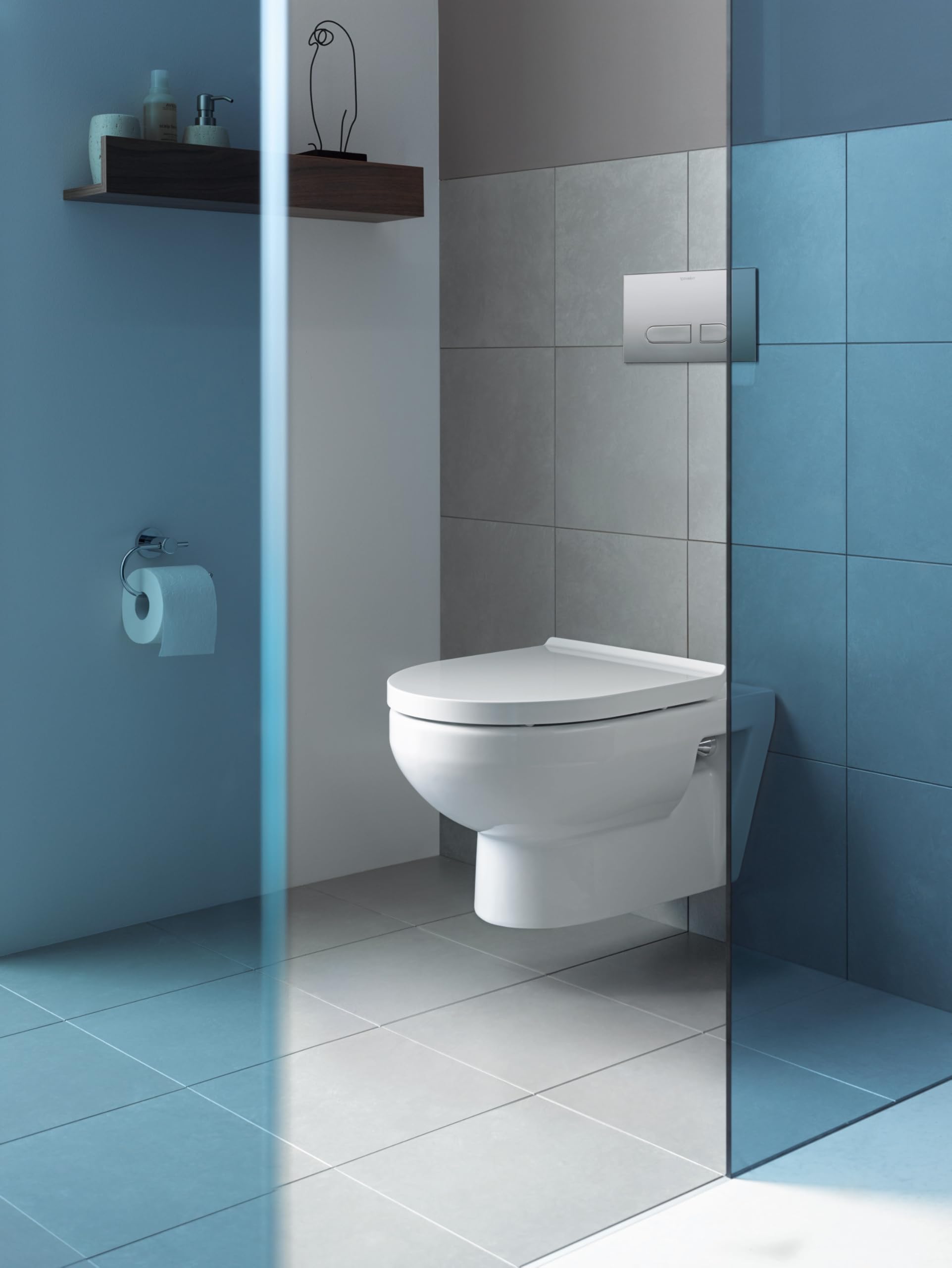 Duravit No.1 WC suspendido Compact, sin borde, 365x480mm, salida horizontal, 257509, Color: Blanco
