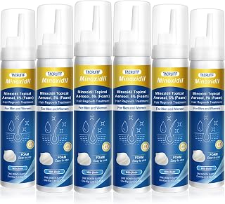 5% Topical Minoxidil Foam, Minoxidil for Men and Women, Infused with Biotin, Hair Growth Treatment, Supports Thicker, Fuller, Healthier Hair & Beard (Foam,6 x 2.11oz,6 Month's Supply)