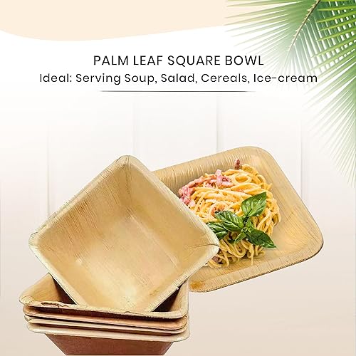 Miniatura 2 de Paquete de 100 cuencos desechables de hoja de palma de 5.5 pulgadas, cuencos compostables para sopa, ensalada y cereales. Cuencos biodegradables