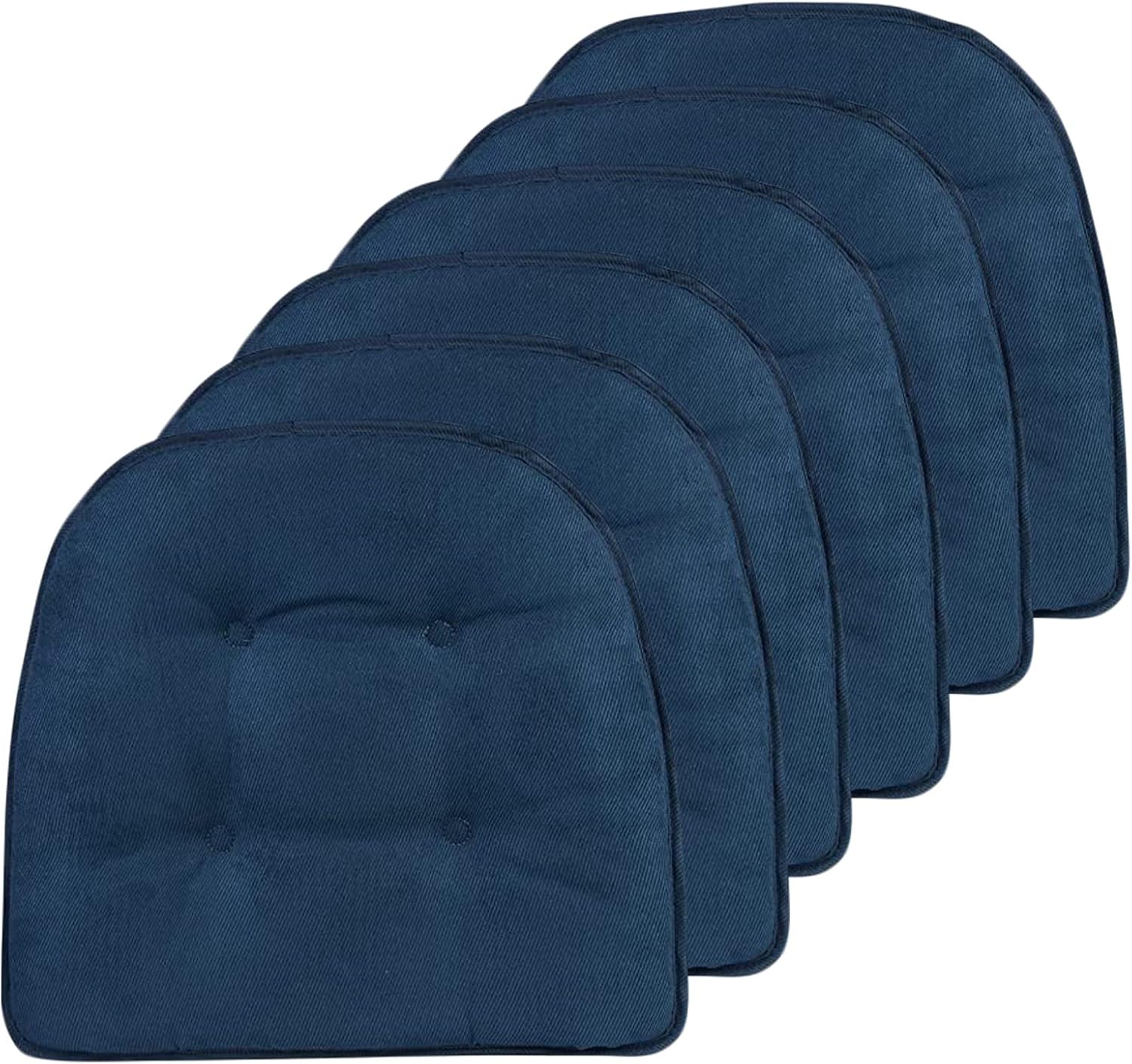 Klear Vu Omega Non-Slip Universal Chair Cushions for Dining Room, Kitchen and Office Use, U-Shaped Skid-Proof Seat Pad, 15x16 Inches 6 Pack Linear Indigo Blue 6 Count Linear Indigo Blue 6 Pack