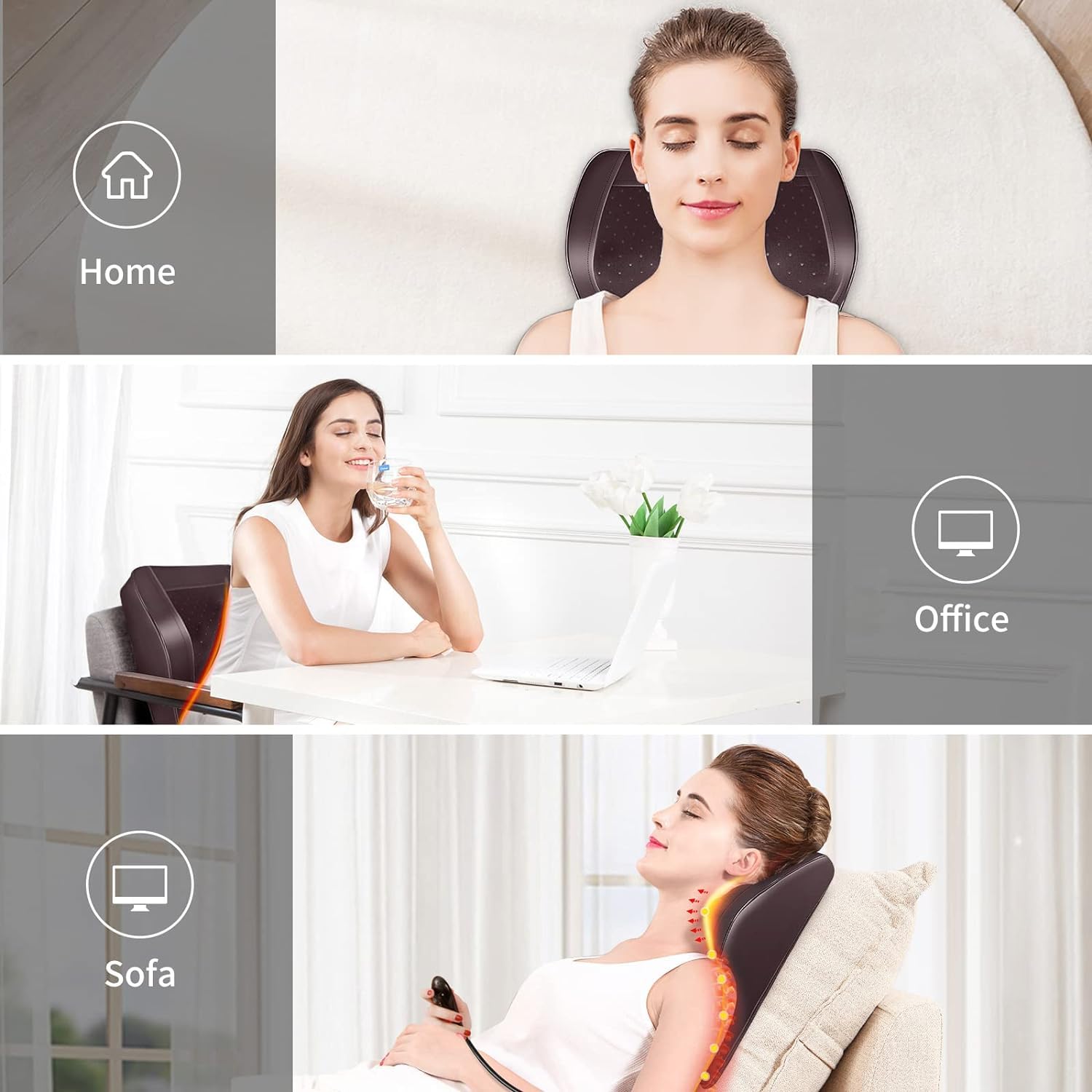 Grin Health Shiatsu Back Massager For Chair, Massage Pillow with Kneading for Back, Neck, Shoulder, Massage Machine for Home, Massager for Chair -Back Pain Relief Massager (GH237), Black Grin Health Shiatsu Back Massager For Chair, Massage Pillow with Kneading for Back, Neck, Shoulder, Massage Machine for Home, Massager for Chair -Back Pain Relief Massager (GH237), Black