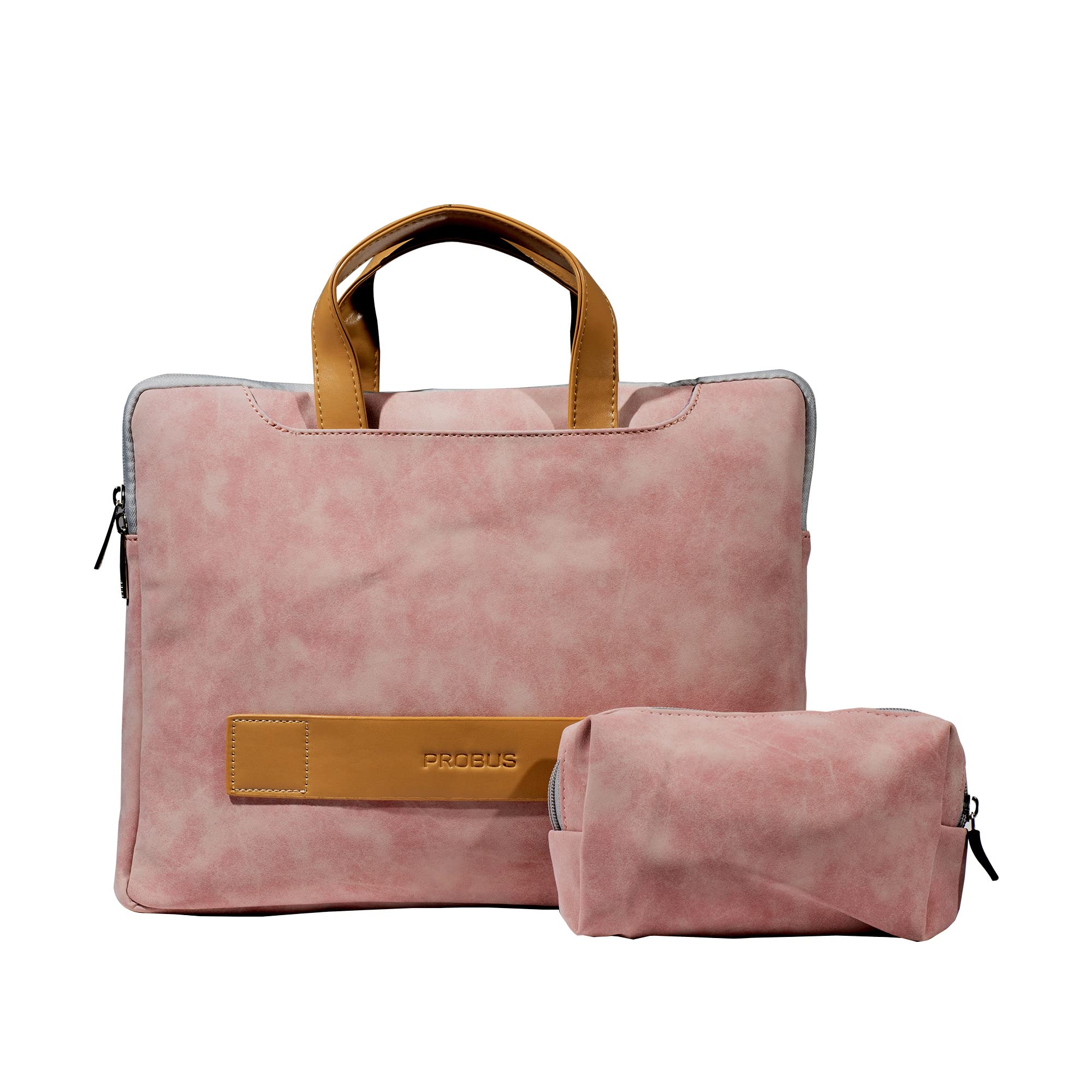 Probus Suede Polyester Water Resistant 14" to 15.6" Laptop Sleeve Bag with Utility Pouch | Pink (B0BQWQ8MPT) Amazon Price History, Amazon Price Tracker