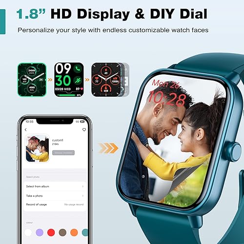 Miniatura 4 de Fitpolo Reloj inteligente para hombres y mujeres, pantalla táctil de 1.8", llamada Bluetooth, Alexa integrado, frecuencia cardíaca 24/7, monitor