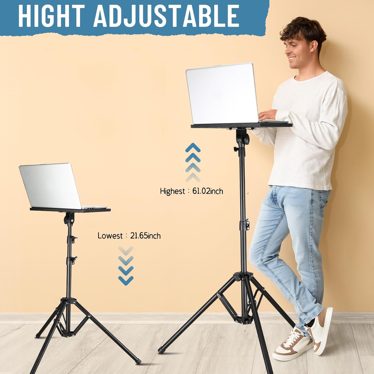KEJOG Projector Stand Adjustable Height 20" to 62",Foldable Projector Tripod Stand ,Tripod for Projector DJ Equipment,Projector Tripod Stand for Outdoor Movies,Office, Home, Stage or Studio