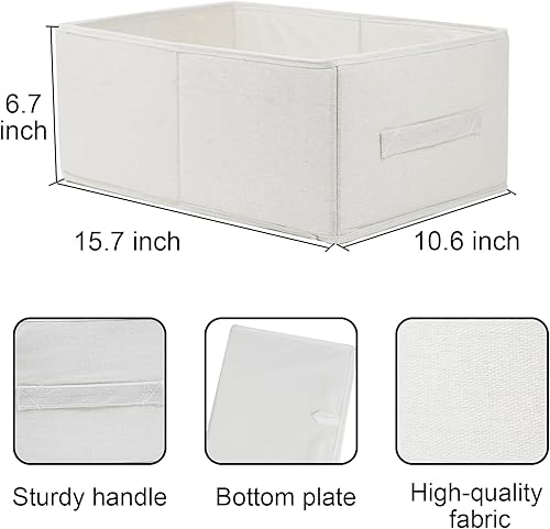 Miniatura 4 de Contenedores de almacenamiento de tela, paquete de 3 cestas de almacenamiento plegables para estantes, organizadores decorativos de lino y