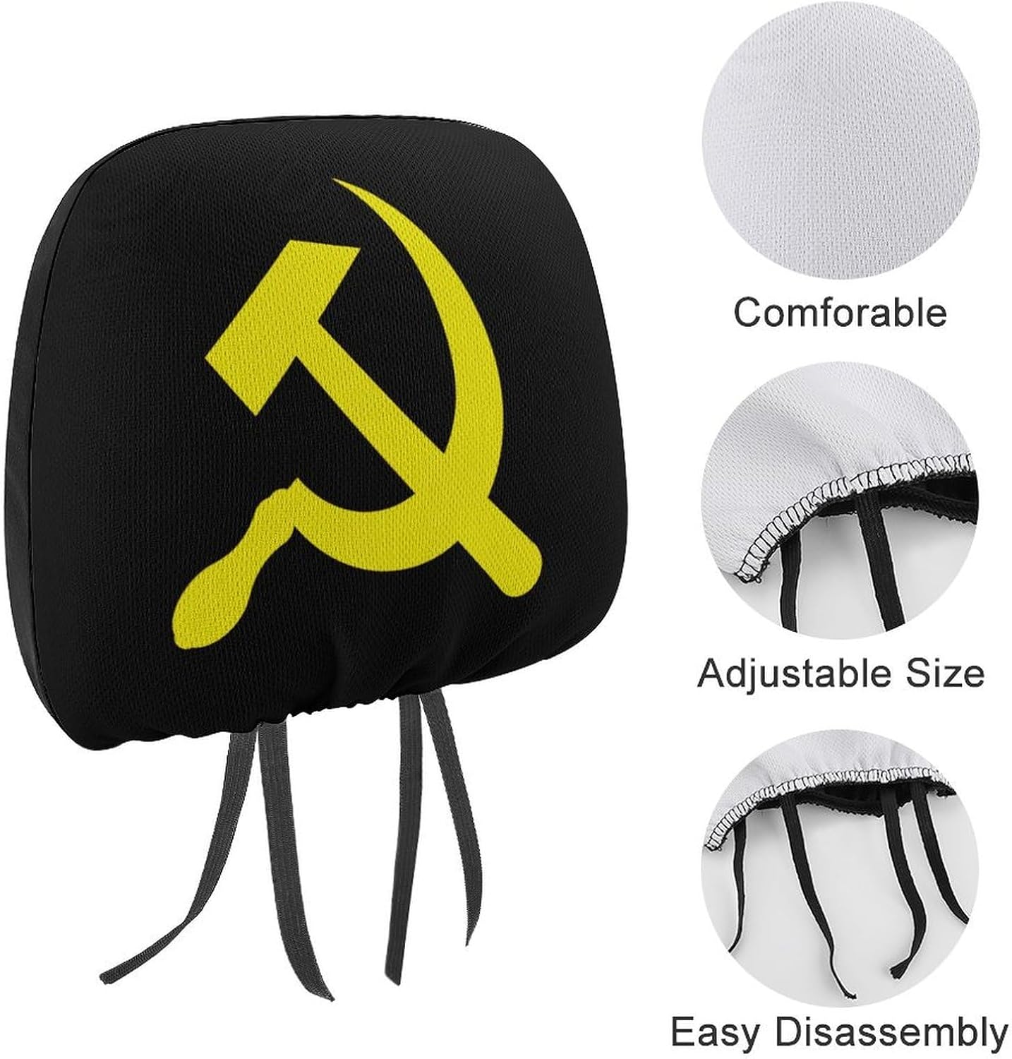Sickle Flag Fashion Car Headrest Cover Novelty Elastic Seat Rest Covers for SUV Truck Sedan image 3