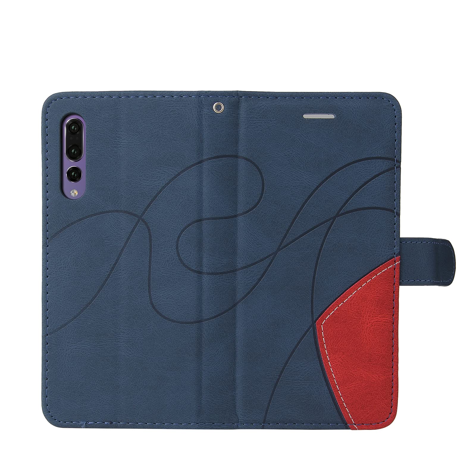 Custodia Portafoglio In Pelle PU Per Huawei P20: Con Chiusura Magnetica, Slot Per Carte E Supporto Regolabile - Blu - 2