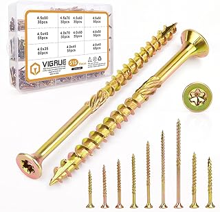 VIGRUE Wood Screws, Pack of 515 Chipboard Scr...,
