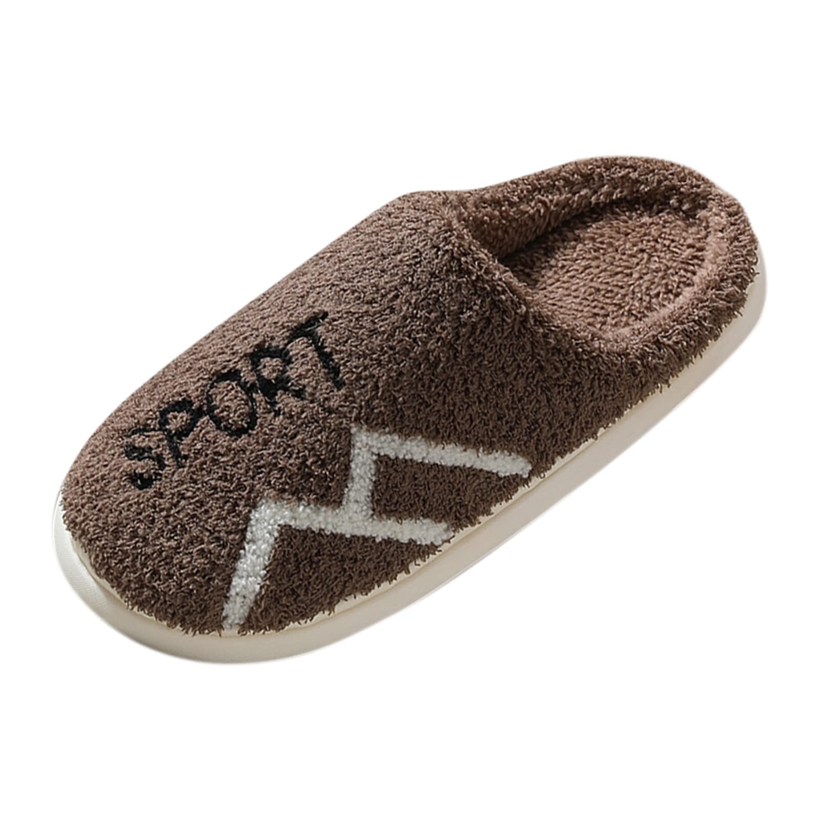 GenericMen's Outdoor Shoes Winter Couples Men Warm Home Baotou Soft Floor Comfortable Plain Flat Cotton Slippers Lambskin Slippers Men's Fellhof