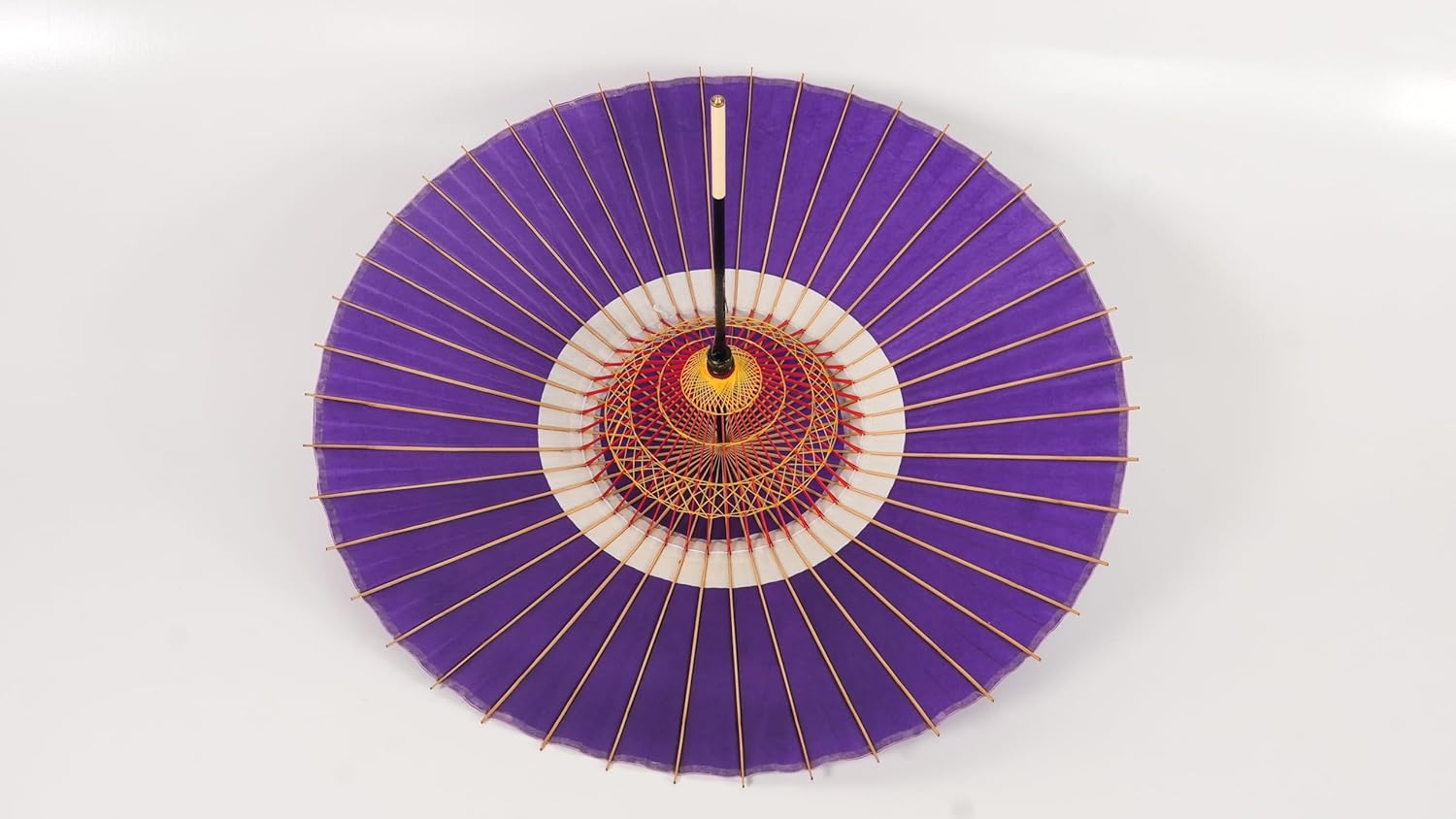 Asian Home Rainproof Handmade Japanese Oiled Paper Umbrella Parasol Half Openable 29.5inch