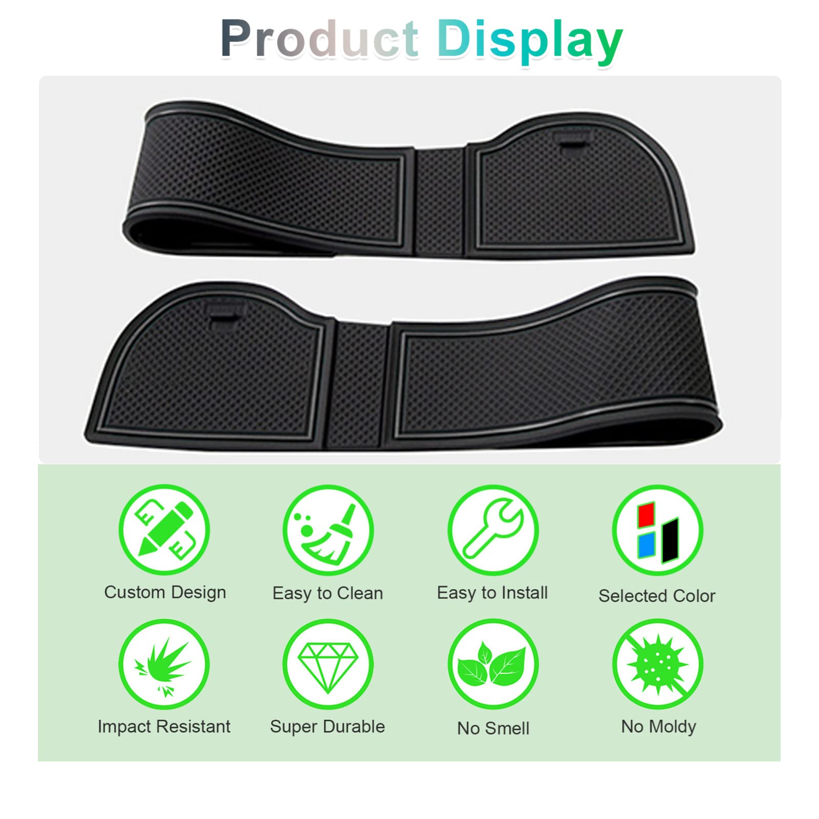 GAFAT Tappetini Antiscivolo per VW UP/Seat Mii/Skoda Citigo 2013-2023 2024, Tappetini in Gomma per Portaoggetti Bracciolo, Portabicchieri, Scanalatura Porta, Interni V W UP Accessori (Nero)