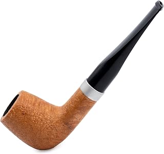 Dr. Watson - Briar Tobacco Pipe, Handcrafted, classic Billiard shape, Fits 9mm filter, Comes with Pouch, Boxed (Gold)