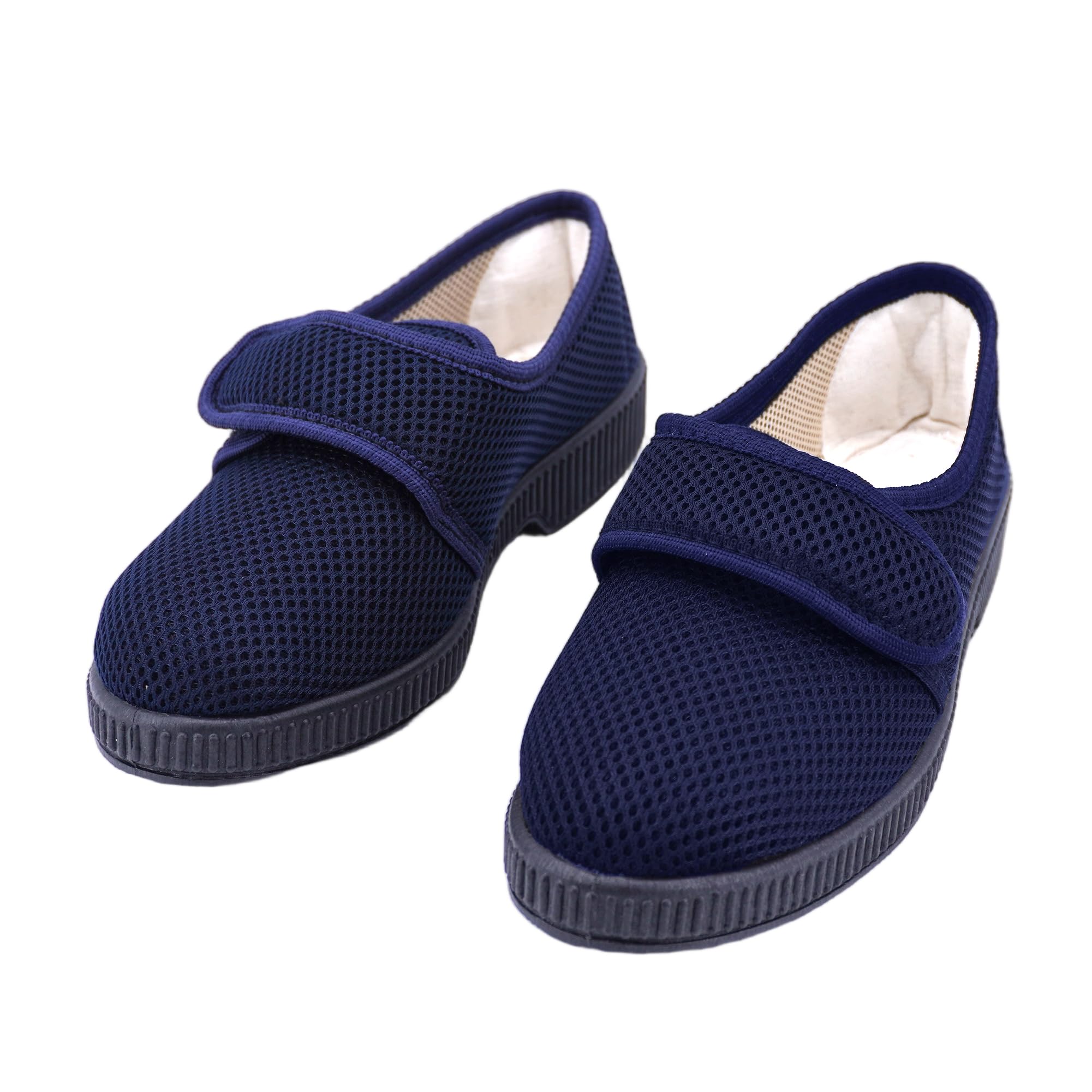 JOMIX Chaussons Homme avec Fermeture à Scratch Chaussures Diabétiques Confortable en Maille Respirant Pantoufles de Confort Semelle Antidérapante pour Loisirs