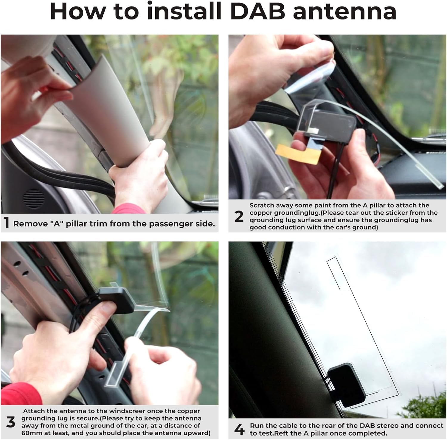 Antenna DAB+ per autoradio Kit DAB+ per auto Ricevitore radio digitale Antenna Adattatore radio Dab per auto per autoradio Android Connessione porta USB
