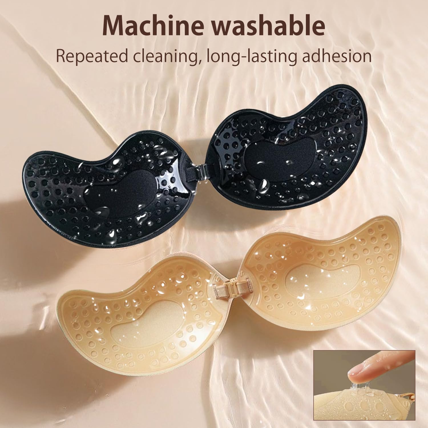 Reggiseno Senza Spalline, Set da 2 Pezzi, Push-Up, Invisibile, Senza Schienale, Cuscinetti Adesivi per Seni Grandi E Piccoli, Ideale per Abiti da Sposa E Abiti Senza Schienale