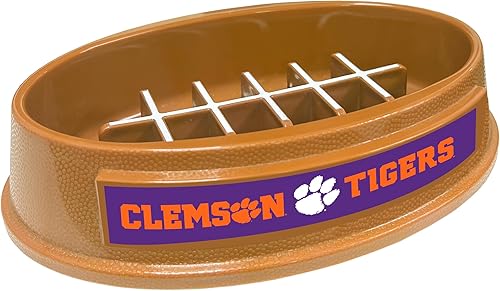 Miniatura 314 de NCAA Super-Bowl Iowa Hawkeyes - Cuenco para perros de alimentación lenta con diseño de fútbol para una digestión saludable. Cuenco antideslizante