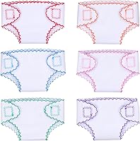 BABESIDE 6 Pack Reusable Washable Baby Doll Diapers for 12-15 Inch Dolls - Colorful Pretend Play Accessories for Girls