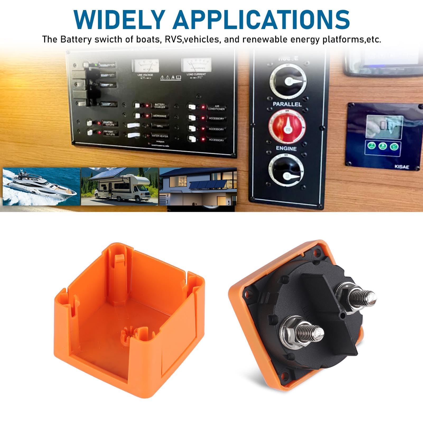 300A Marine Battery Switch - Single Circuit ON OFF Battery Disconnect Switch with Knob for RV, Yacht, and Boat Applications