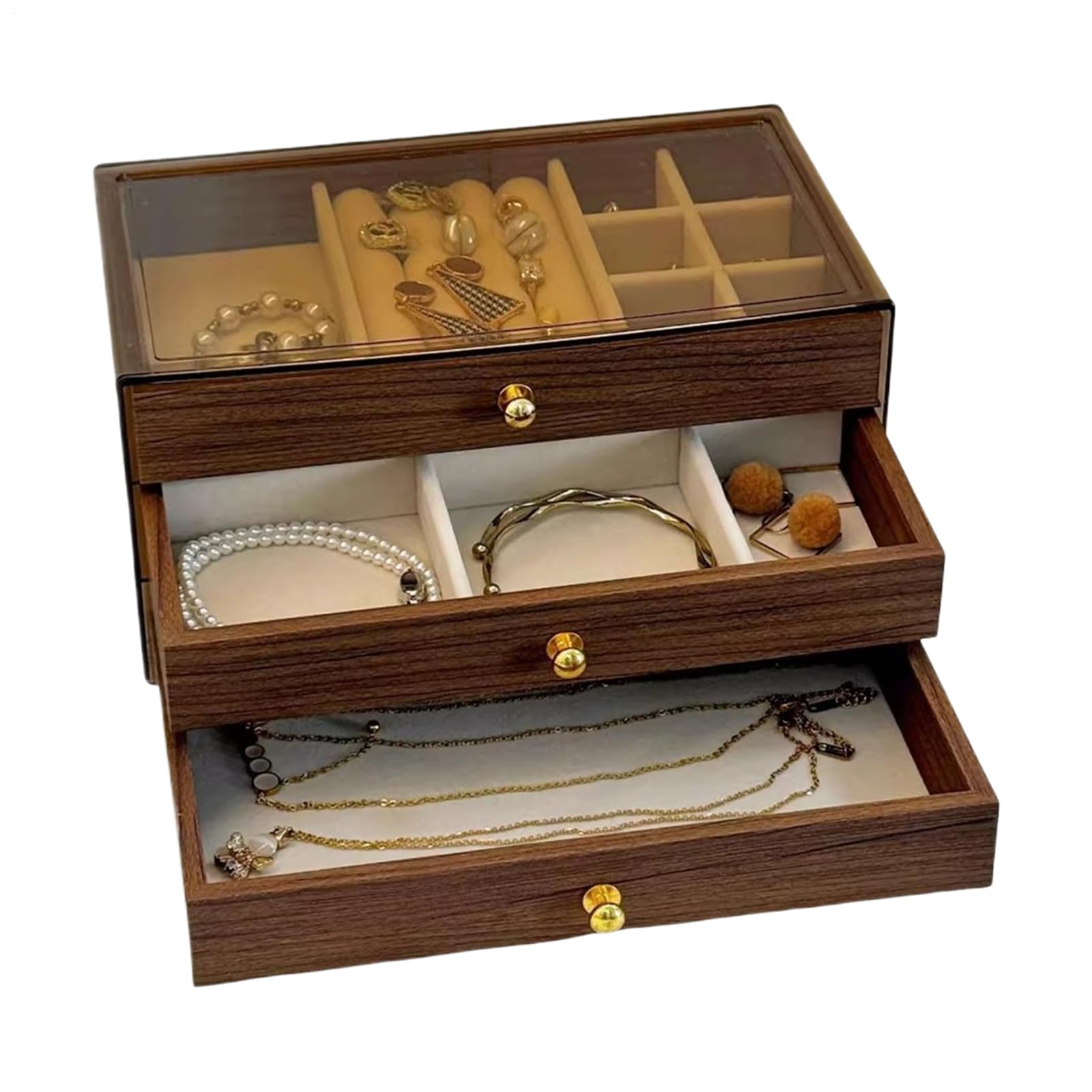 Elegante de almacenamiento de joyas para decoración de mesa de dormitorio moderno