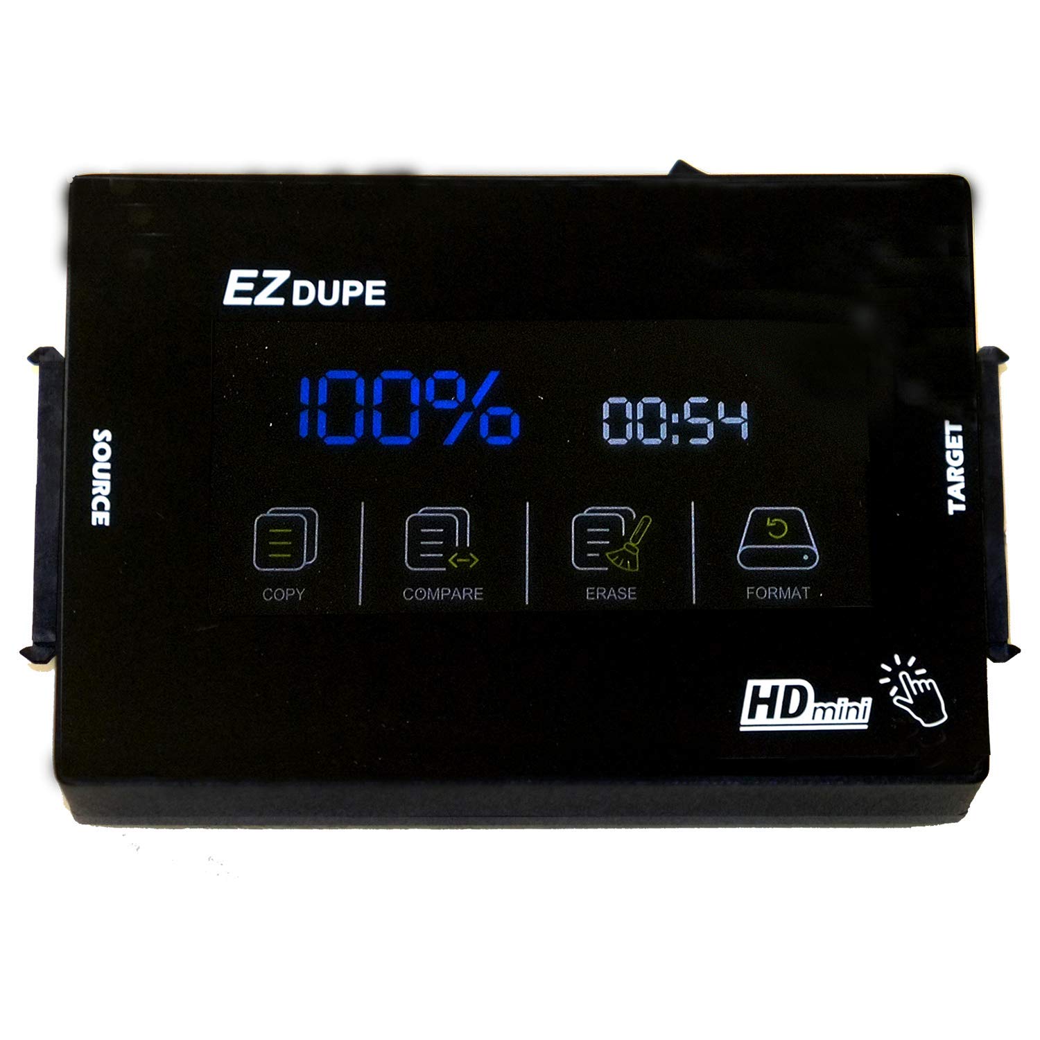 EZ Dupe - Duplicatore per disco rigido da 1 a 1 con touch screen per memoria SSD da 3,5" e 2,5", 150 mb per secondi di velocità copiatrice (serie SOHO HDMini) DM-HS0-2H1BTP
