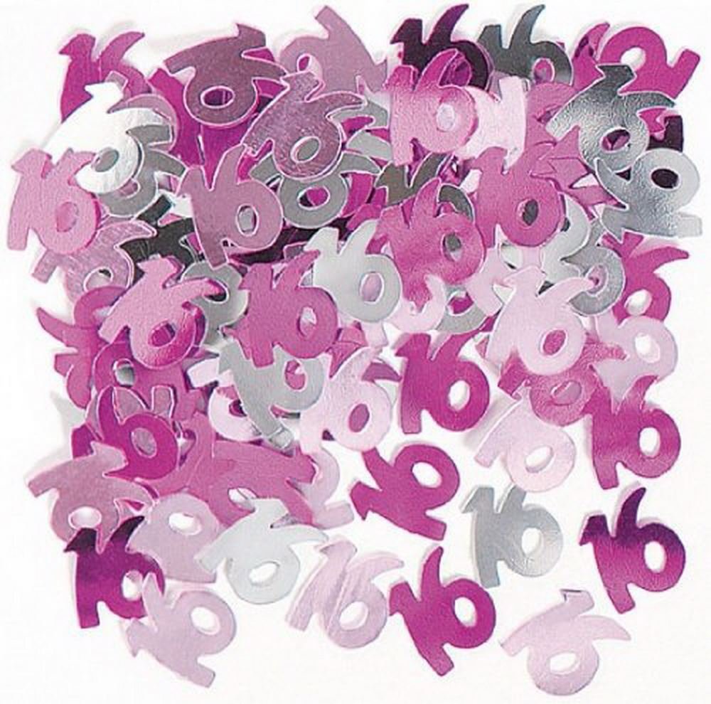 14g Pink & Silver 16th Birthday Confetti Foil Metallic Glitz Table Scatter Sprinkles Age Bday Party Decorations