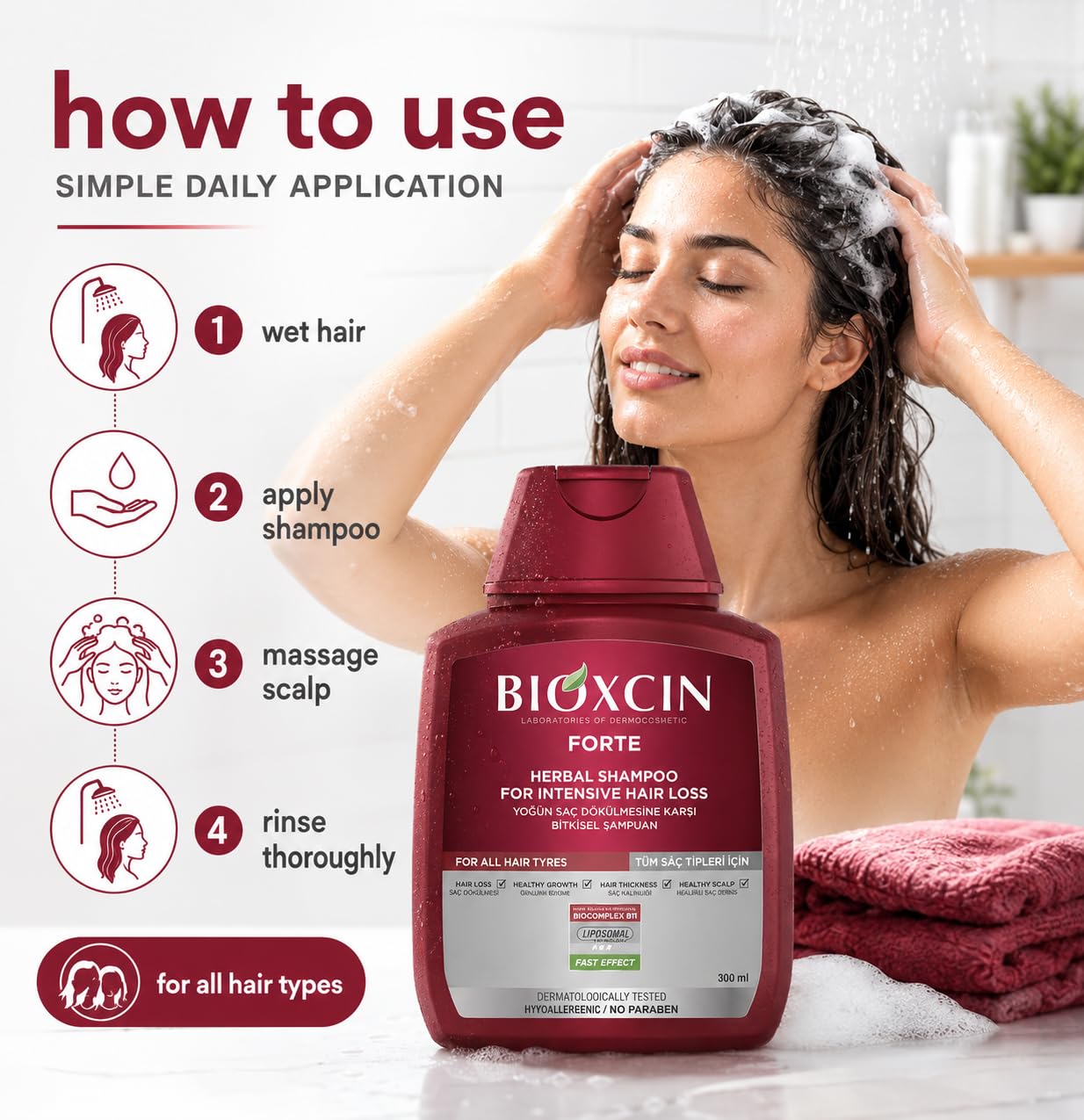 BIOXCIN Forte Herbal Shampoo for Hair Loss, Thicker-Looking Hair & Scalp Care