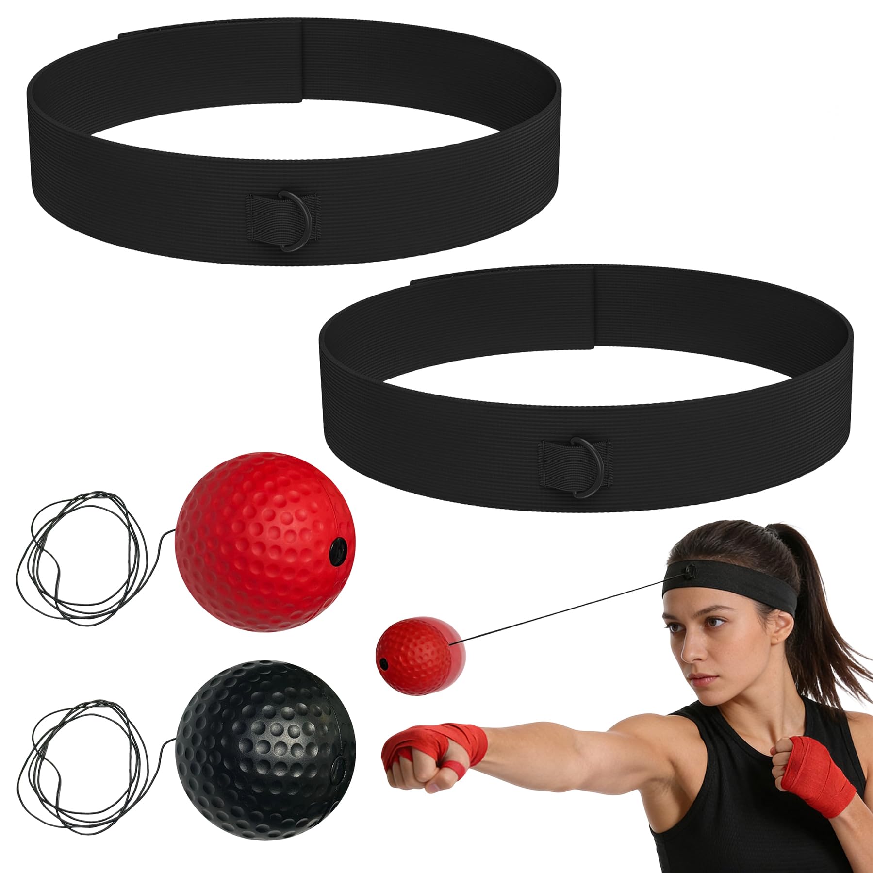Banda para la Cabeza con Pelota de Reacción,Entrenador de Reflejos Ajustable para Boxeo, Mejora la Velocidad, Enfoque y Coordinación Mano-Ojo, Entrenamiento en Casa