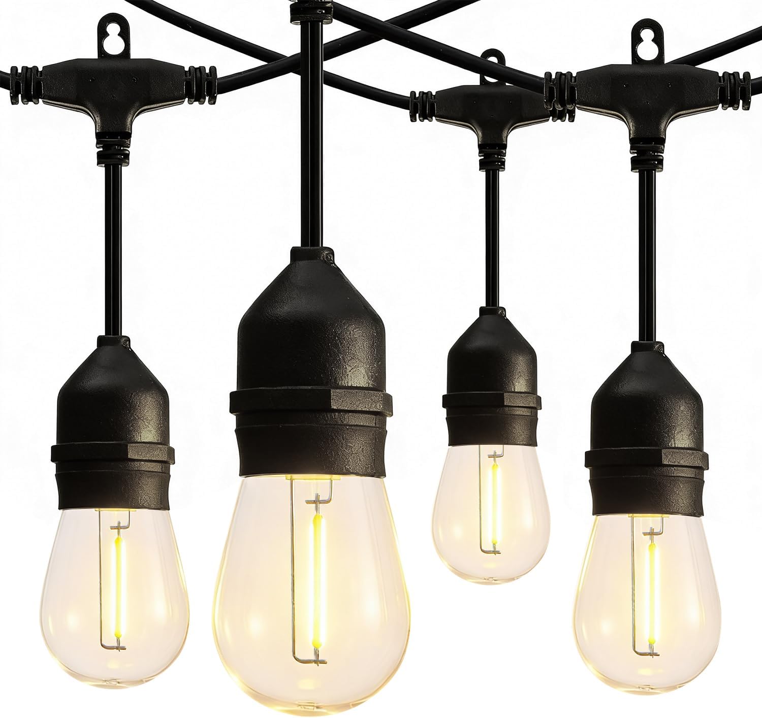 Banord Outdoor String Lights, 105FT Waterproof Patio Lights with 1W Dimmable LED Bulbs, Hanging String Lights for Outdoor Backyard, Garden, Deck, Porch, Gazebo, Balcony, Camping, Party(Black)