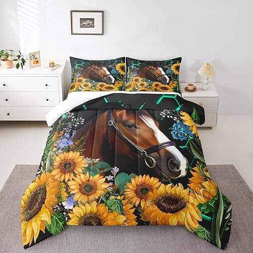 Miniatura 24 de Manfei Juego de edredón musical tamaño Queen, juego de ropa de cama con estampado de notas musicales retro para niños y niñas, decoración de Marrón