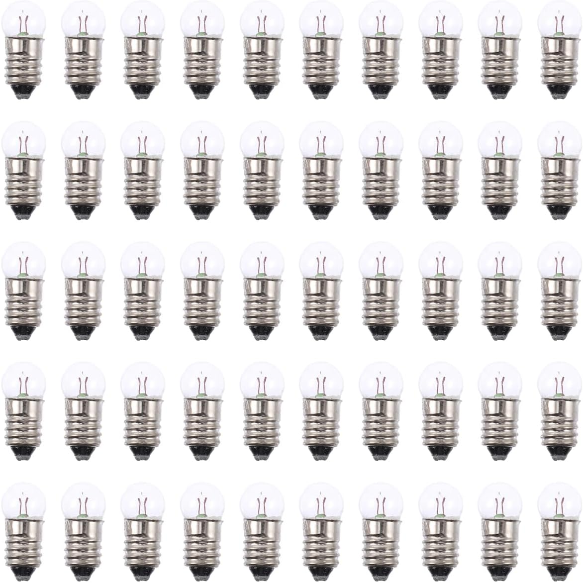 50Pcs Mini Light Bulbs for Science Kids Small Round E10 Screw Base Bulbs for Electricity Kits and School Science Experiments