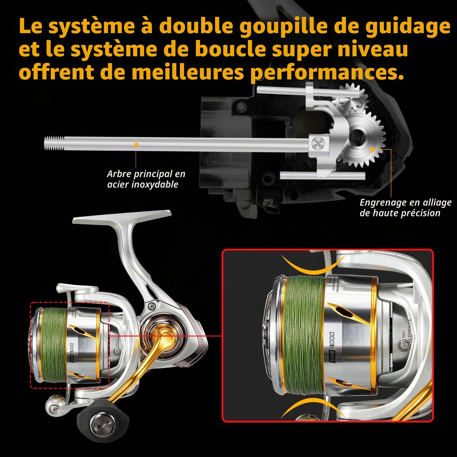 Seaknight RAPIDII Moulinet de pêche en mer 10+1 roulement 6.2:1 4.7:1 Anti-Corrosion pour pêche en mer 2000H 2500H 3000H 4000H 5000H 6000 Fibre de Carbone Frein Max 15 kg