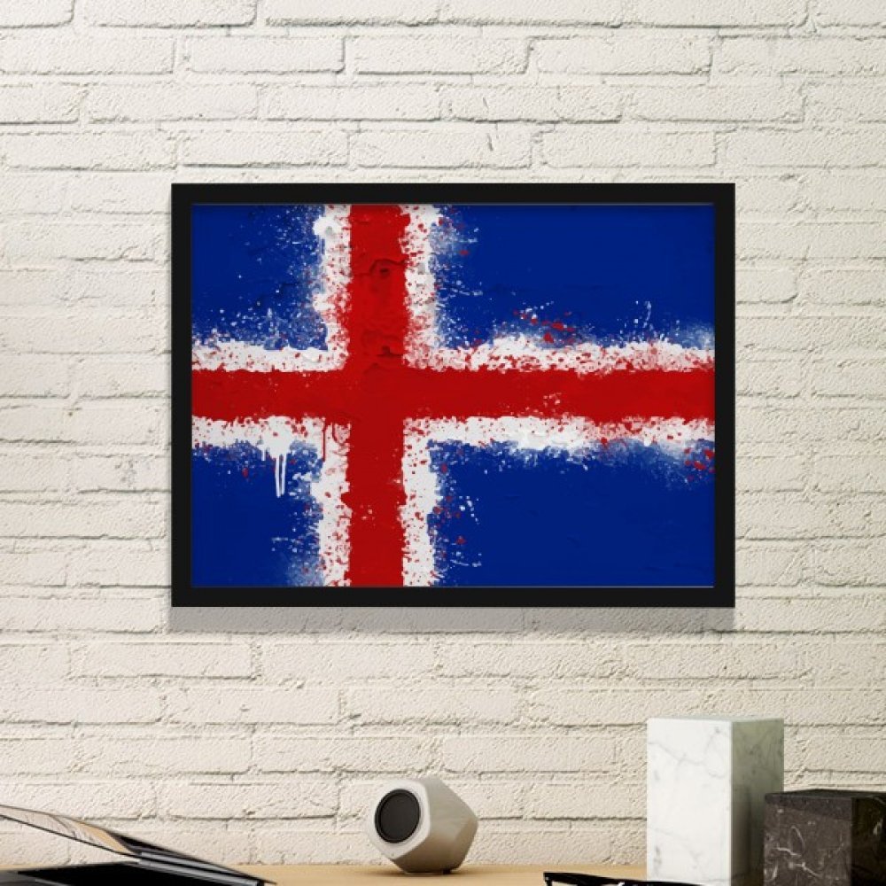 Drapeau Islande cadre photo noir petit format pour decoration murale de maison