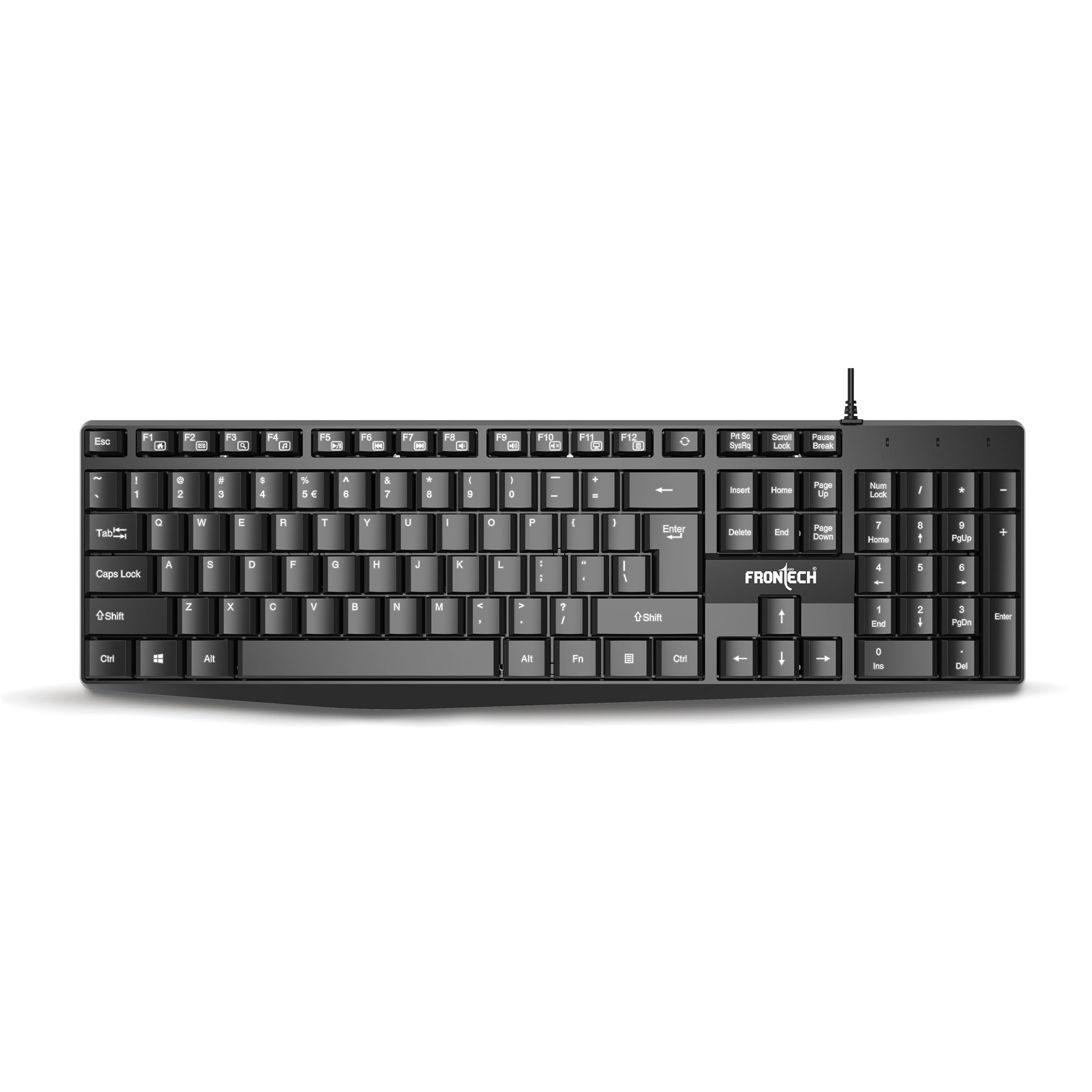 FRONTECH PrecisionFlow USB Keyboard - Ergonomic Design & Silent Typing for Windows (FT-1671)-image-12