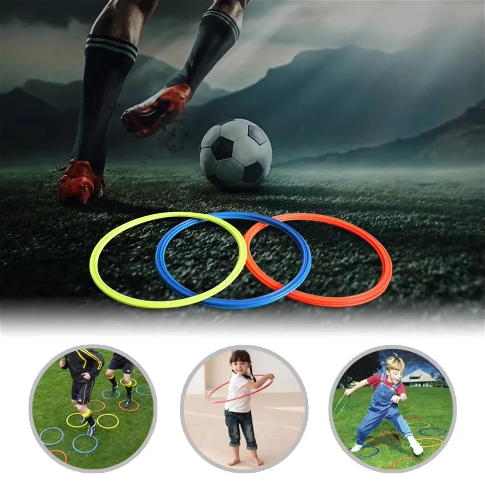 5 Anillos de Entrenamiento de Agilidad portátiles for fútbol, ​​fútbol, ​​Velocidad y Agilidad.(5pcs 38cm)