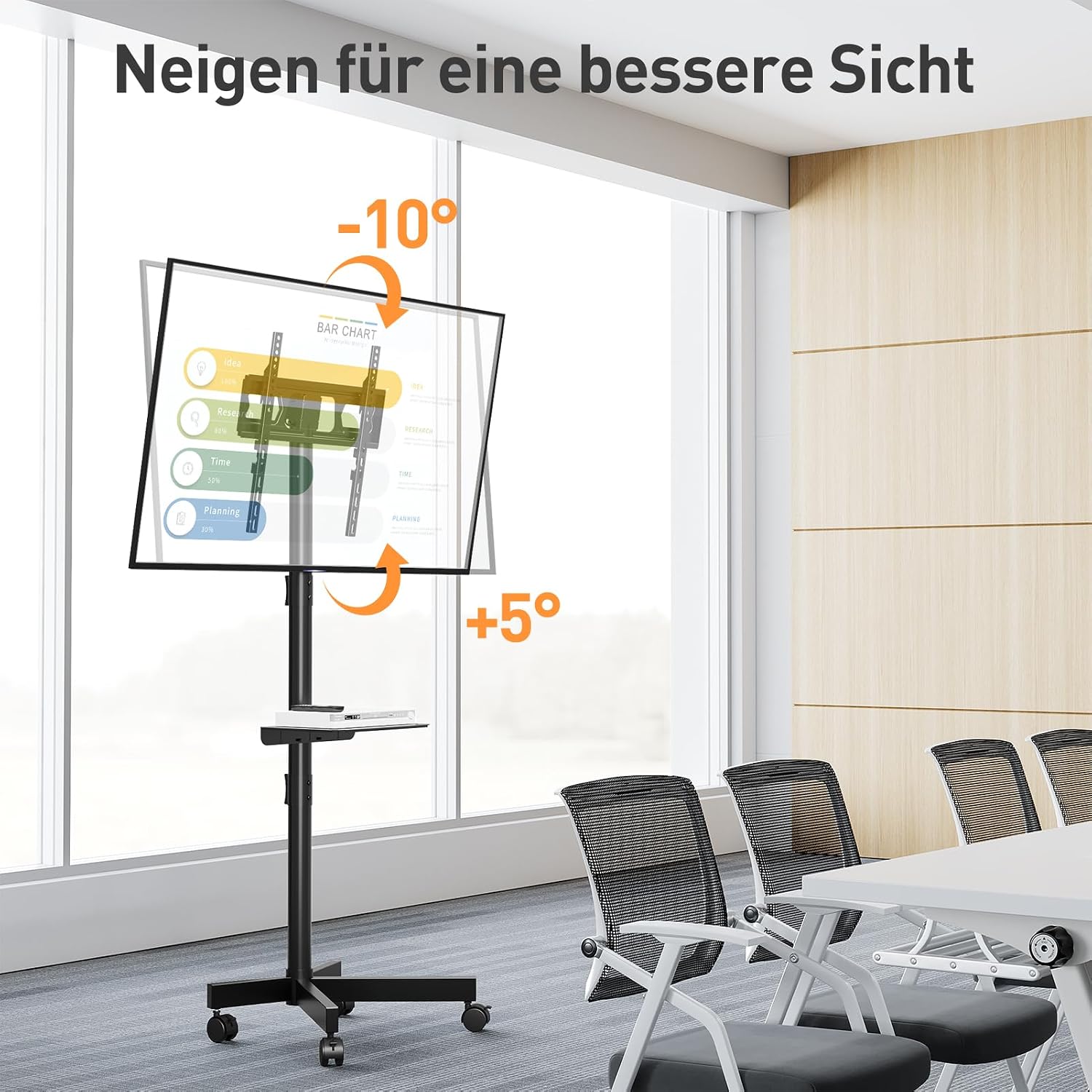 ELIVED TV Stand tilt adjustment from -10 to +5 degrees