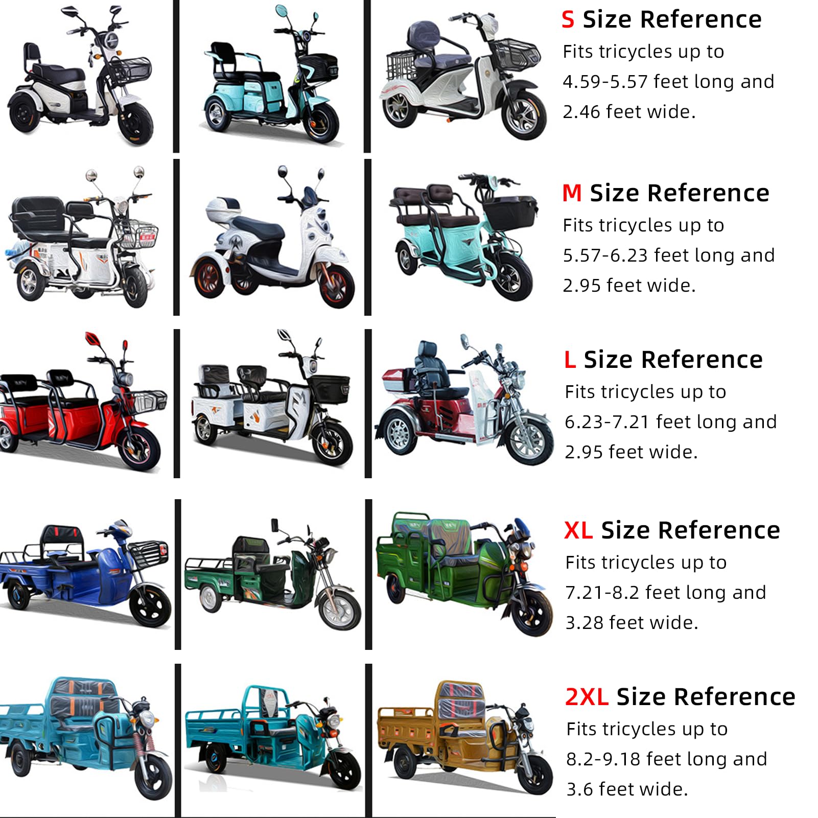 AIBLTAY Premium Adult Tricycle Cover,Ideal for Heavy Duty Electric Tricycle,Motorcycles or SANBENGZI Outdoor and Indoor Storage,Protect 3-Wheel Bike from Rain,Dust,Debris,and Sun (XXL: 8.2-9.18x3.6ft)