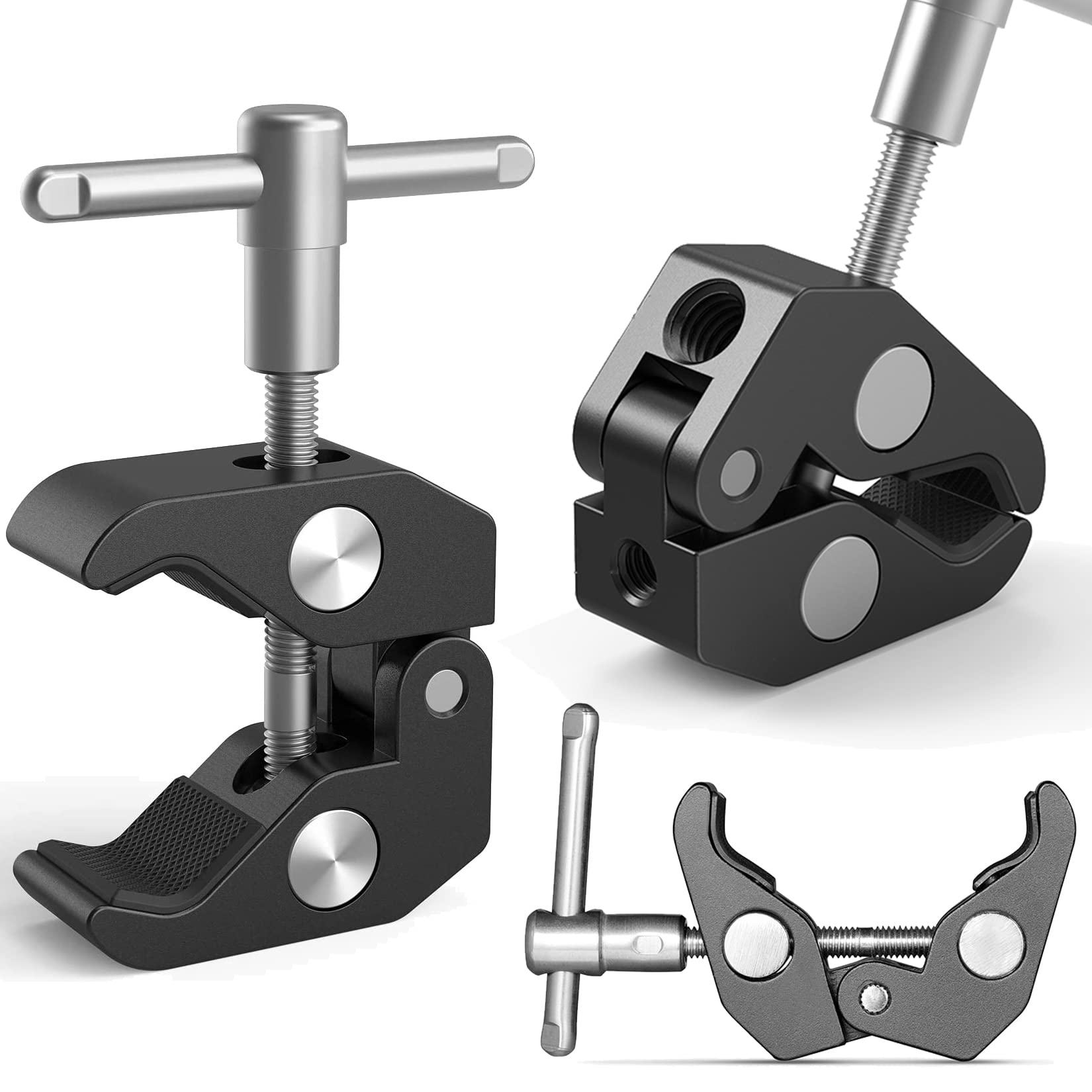Pince Charge 15kg Alliage Super Clamp Photo Vidéo Pince Super Clamp Pour Trépied Photo - Adaptateur 1/4 Et 3/8 Universel Desktop Shooting Magic Arm With Crab Pour Tubes 10 à 60 Mm