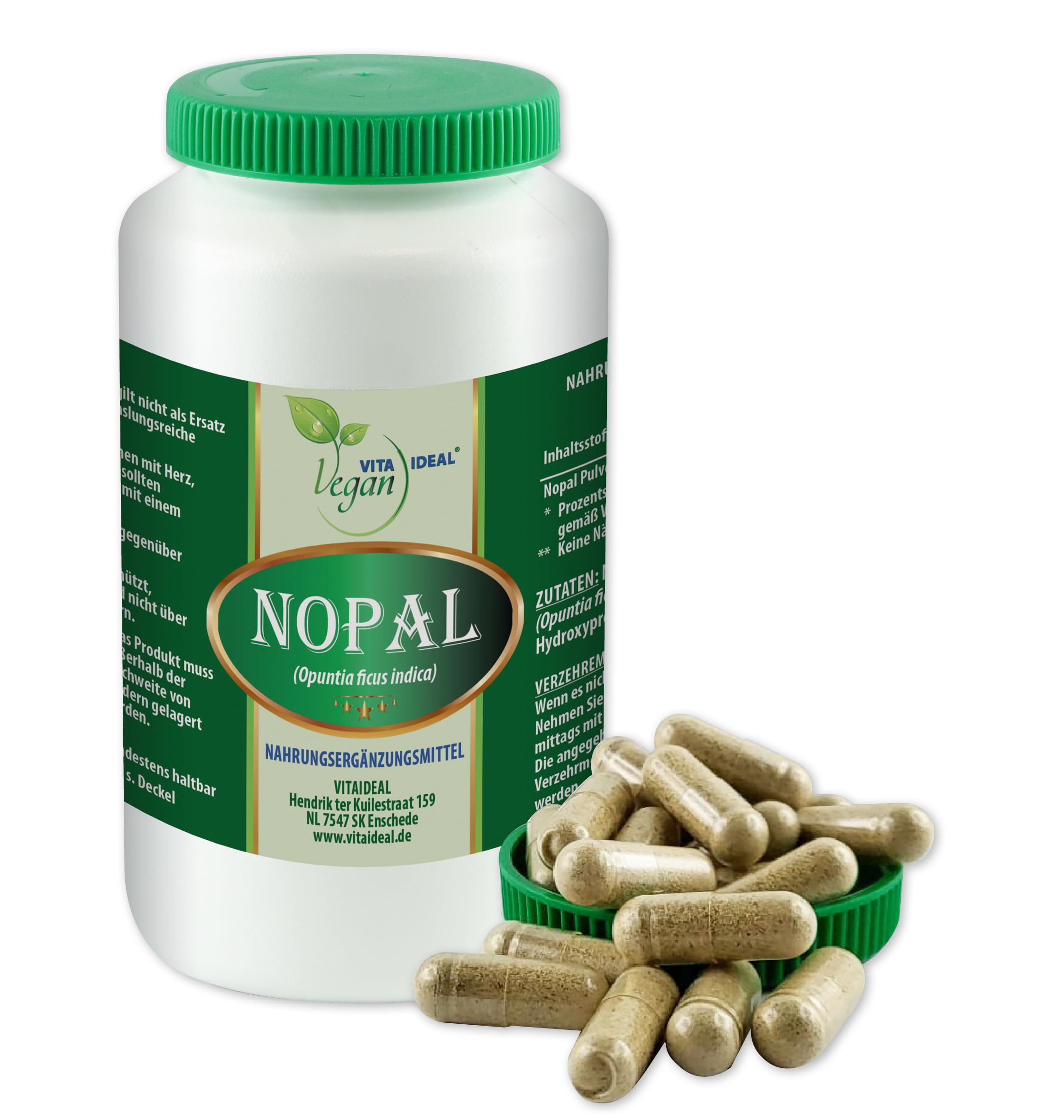 VITA IDEAL Vegan NOPAL 120 KAPSELN - Feigen - Kaktus - Opuntia -  Tagesportion 800mg FEIGENKAKTUS reines Pulver. Pflanzlich, natrlich und  ohne ...