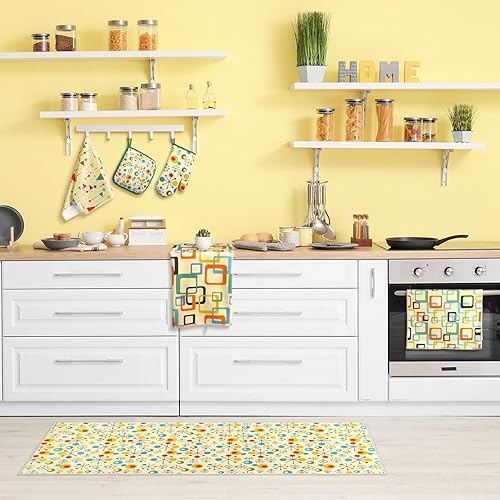 Miniatura 2 de Juego de 10 manoplas de horno coralinas para ollas, juego de alfombras y toallas de cocina de mediados de siglo de los años cincuenta, modernos