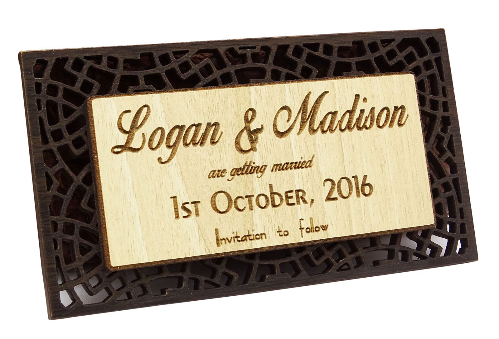 30 Aimants en bois gravés personnalisés Save the Date pour un mariage rustique